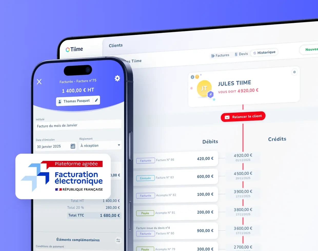 Visuel officiel Tiime pour la facturation et les encaissements