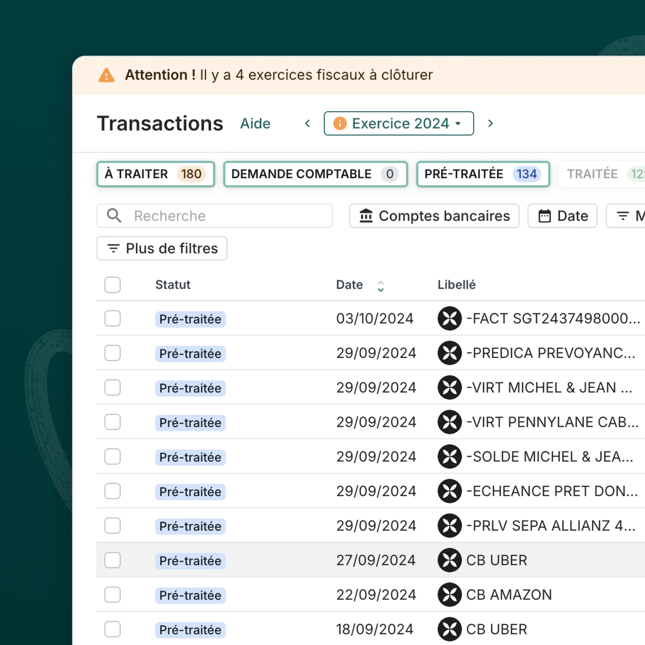 Interface officielle Pennylane de traitement des transactions